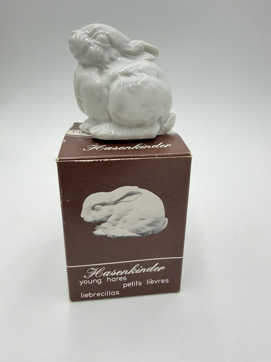 Kaiser Porcelain Germany Rabbit Bunny White Glossy 3”H Figurine