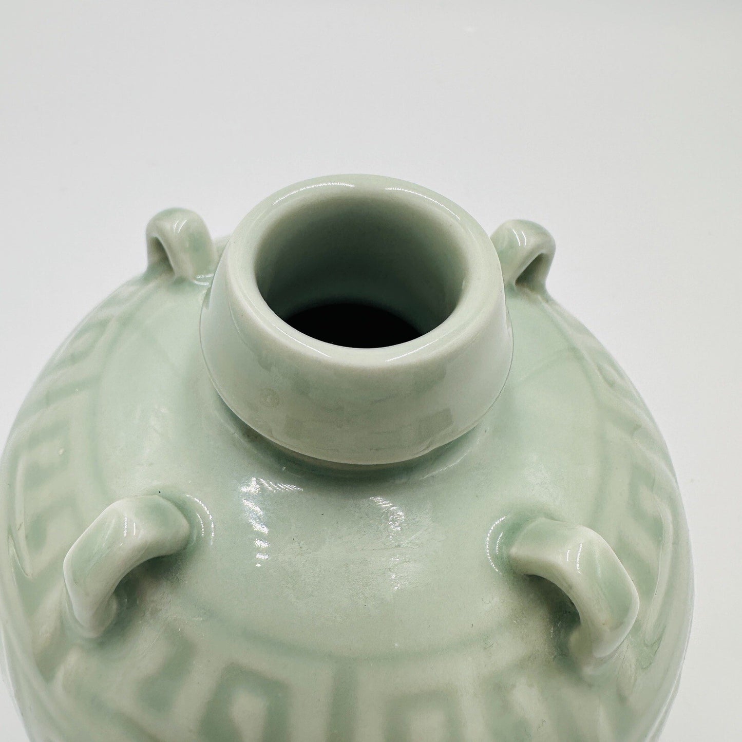 Chinese Celadon Pottery Spirit Pot Pouring Jug Green Glossy Round Antique