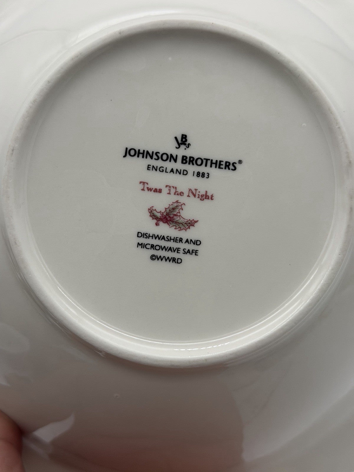Johnson Brothers England Porcelain Twas The Night Dessert Plate & Bowl Set Red