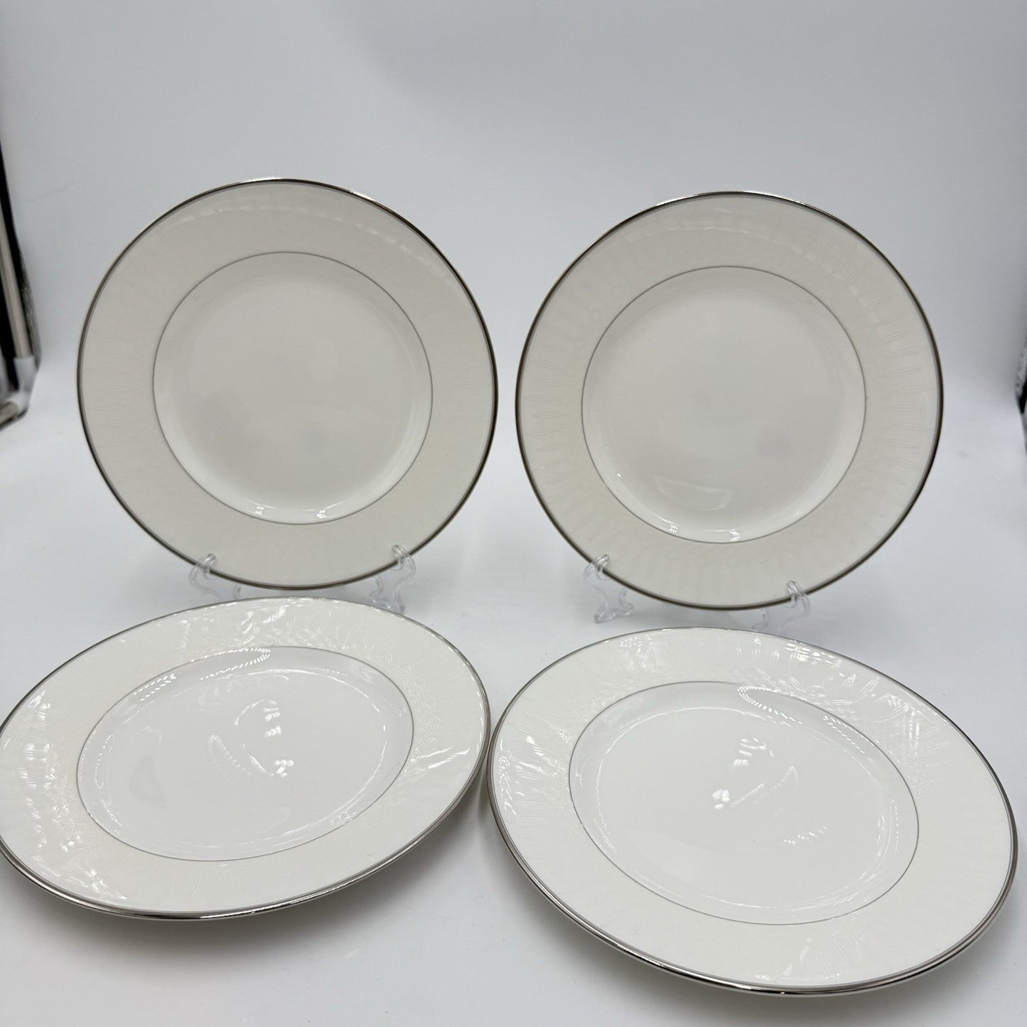 Waterford Fine British China Lismore Platinum  Salad Dessert Plates 4 PCs 8" New