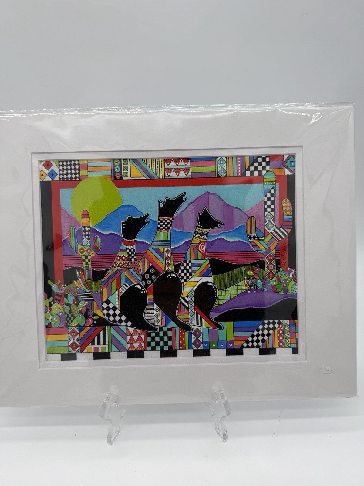 Jonna James Fine Art Desert Dawgs Archival Print Matted 10x7 Signed Vintage