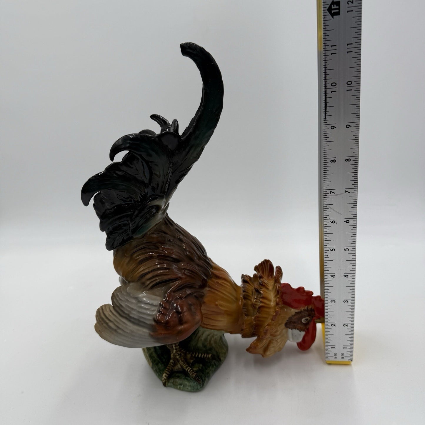 Large Algora Porcelain C.Martinu Hand Painted Rooster Figurine Spain Vintage 11"