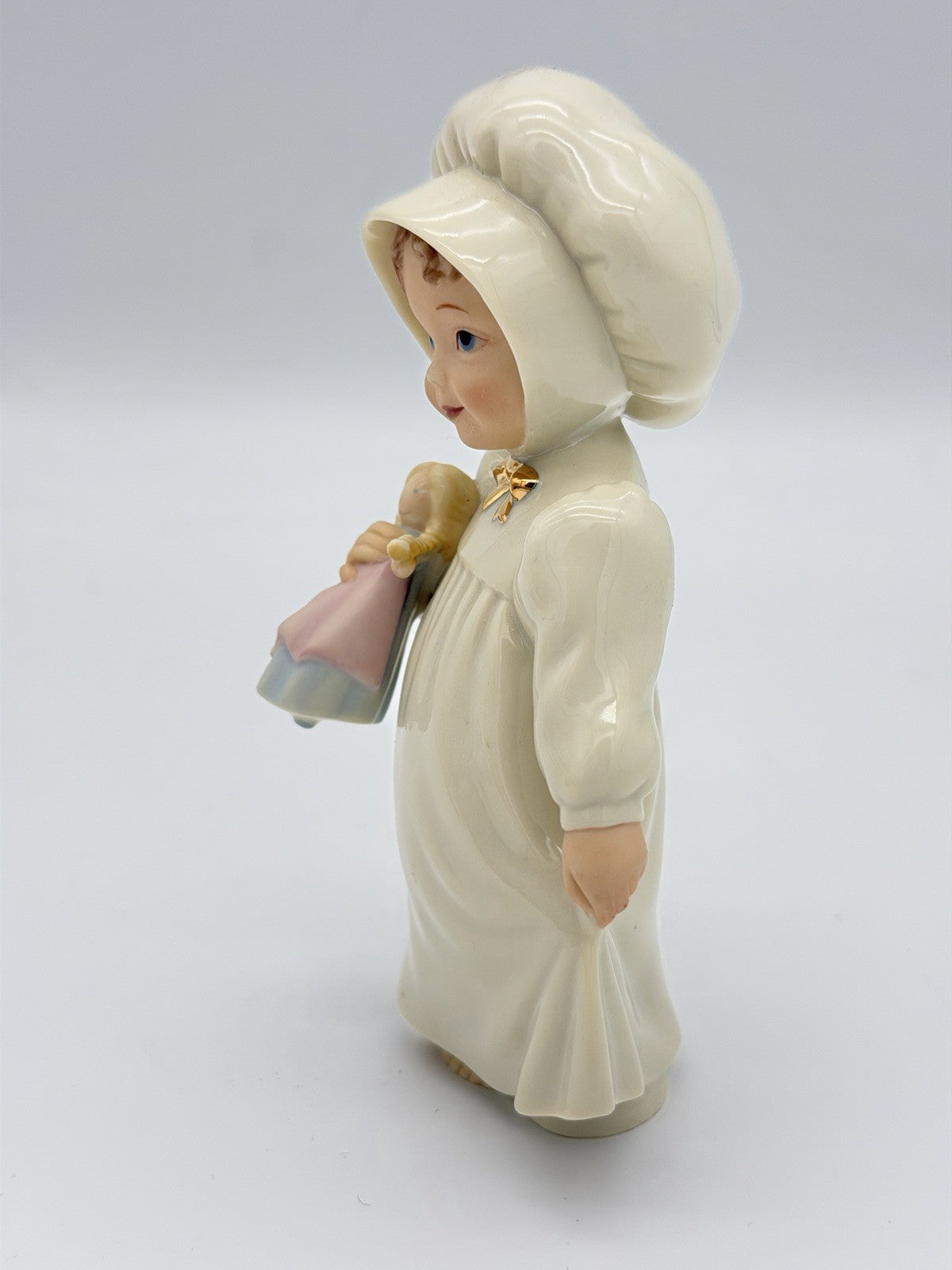 Lenox Porcelain USA Barefoot Blessing Girl W/Doll  Sharing Secrets 5” Figurine