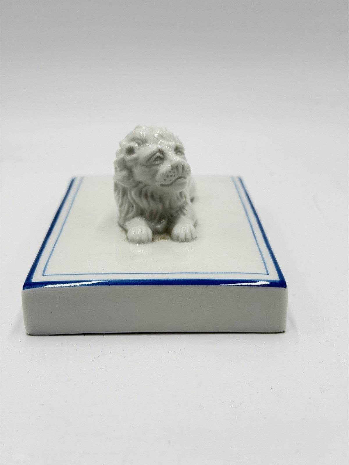Nymphenburg Porcelain Germany Bavarian Lion Blue Border Antique Figurine