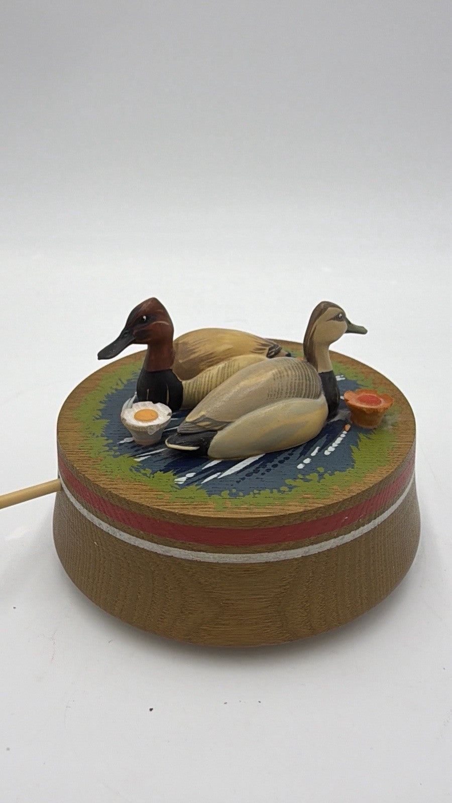 Anri Diller Italy Folk Art Ducks Pond Music Box Oh What Beauful Morn Hand Carved