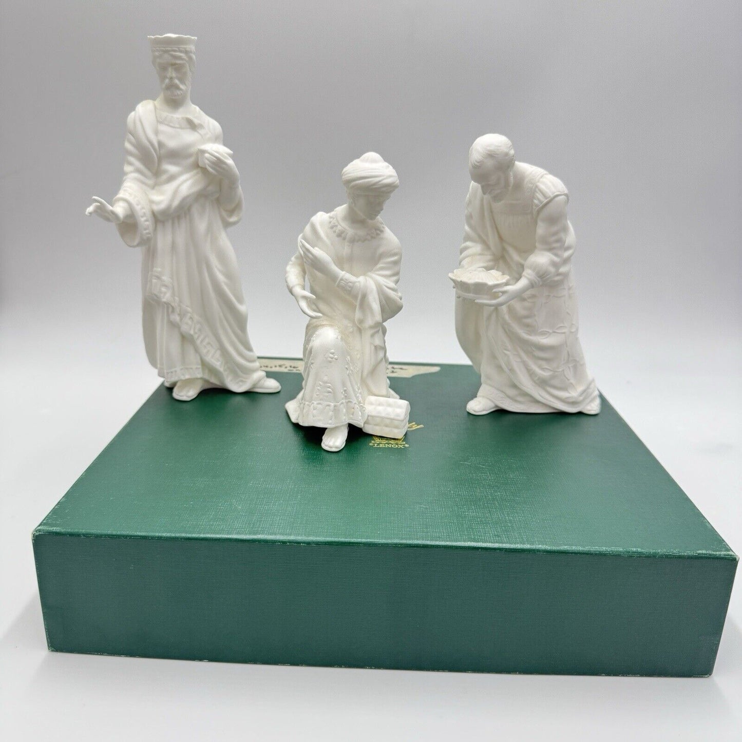 Lenox The Nativity White Bisque Porcelain 3 Wisemen Figurines 8” Box The Kings