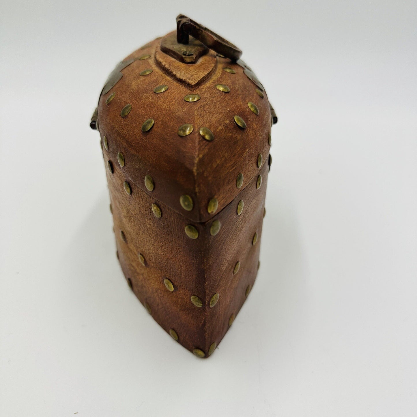 Foreside Gorgam Box Retro Collectible Hand Carved Wooden Oval Vintage
