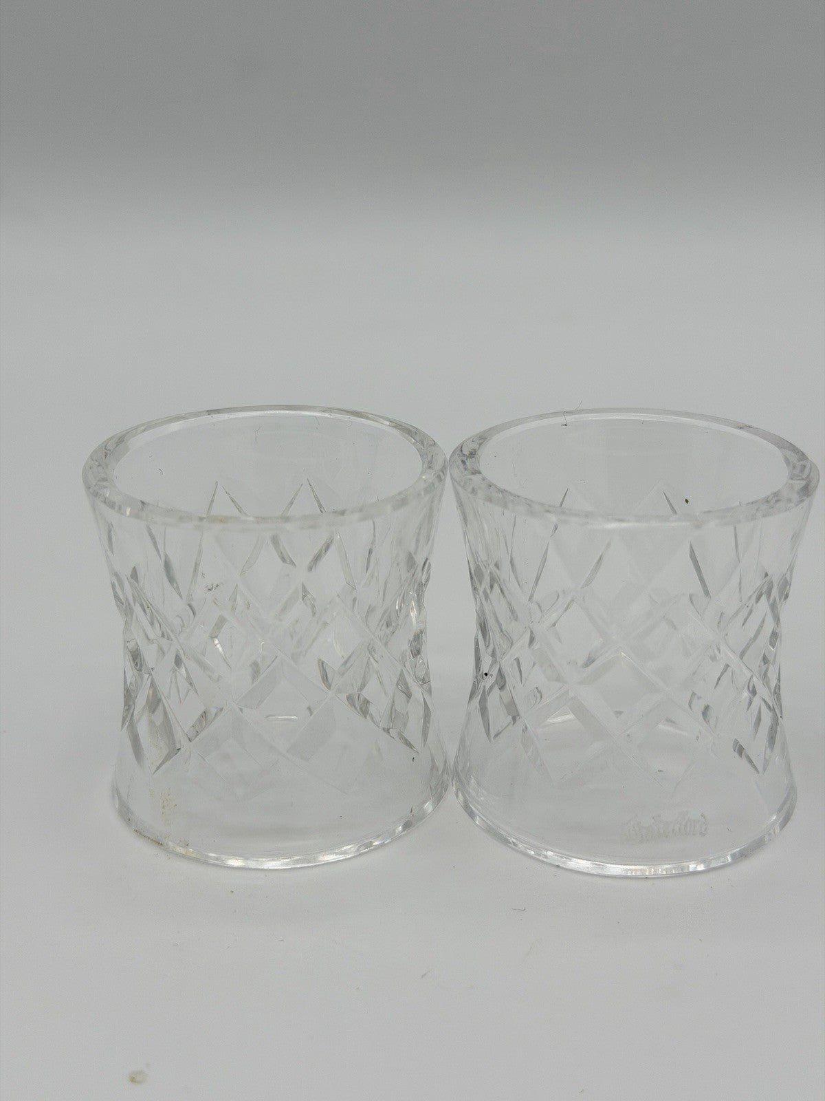 Waterford Ireland Crystal COMERAG DIAMOND CUT NAPKIN RINGS HOLDERS Set of 2