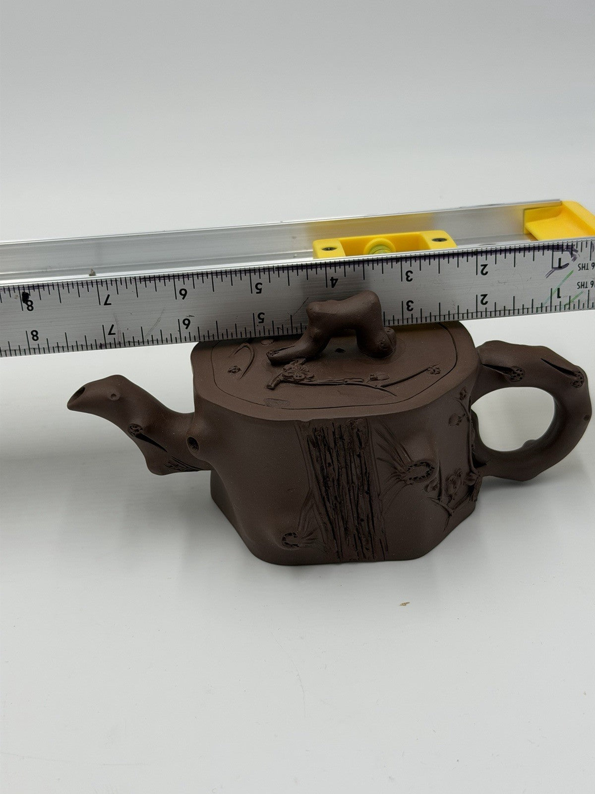 Chinese Yixing Zisha Clay Teapot Art Pottery Carved Tree Trunk Design