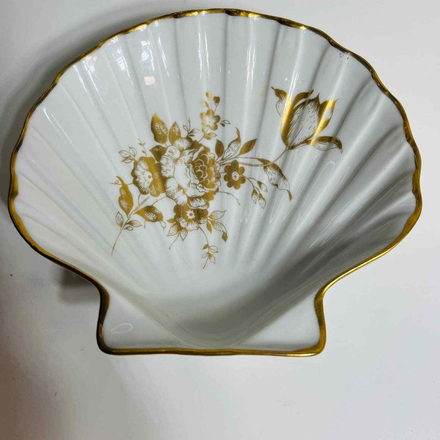 Limoges France Dish Sea Shell Trinket Hand Painted Flora Design European Decor