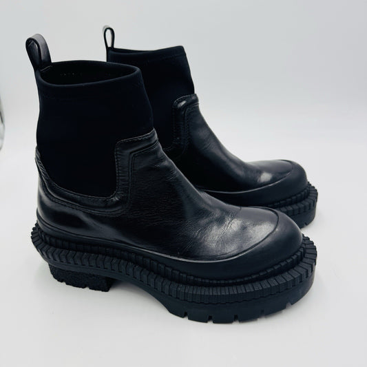 Zara Leather Lug Black Ankle Boots Size 36 EU Women US 5.5