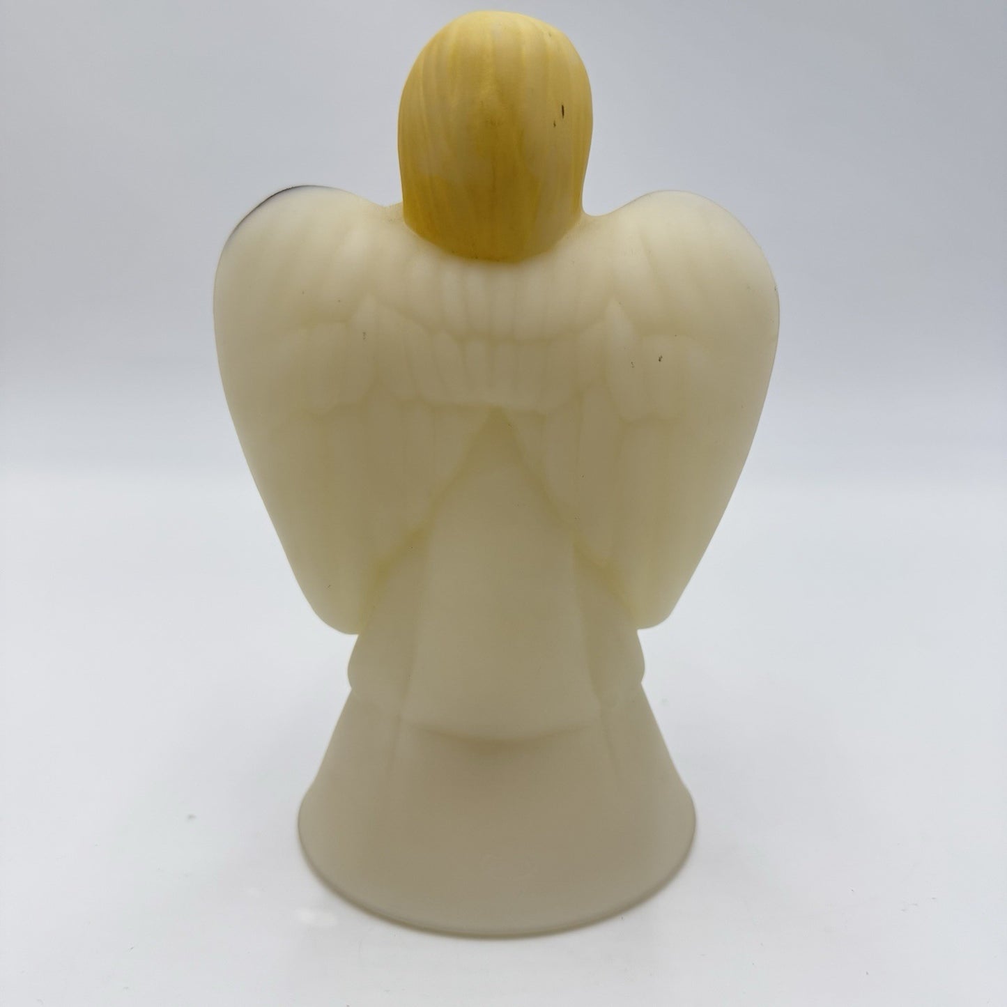 Fenton Art Glass Opal Satin Poinsettia Angel Bell Gold Bird Accents Hand Painted