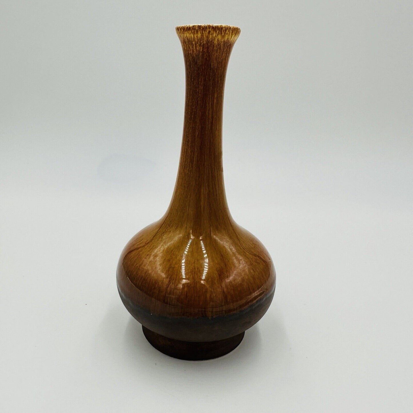 Royal Haeger Bud Vase Brown Dark Drip Glaze 7-1/4in Vtg Mid Century Modern