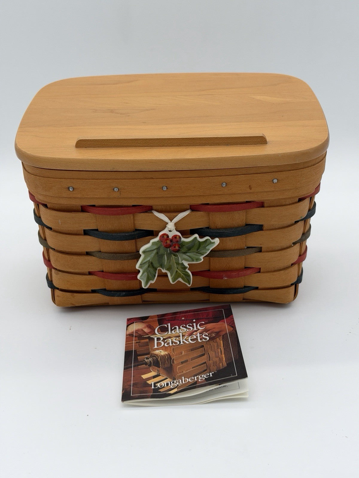 Vintage 2001 Longaberger Recipe Woven Basket w/Lid Liner Tie-on Christmas Rare