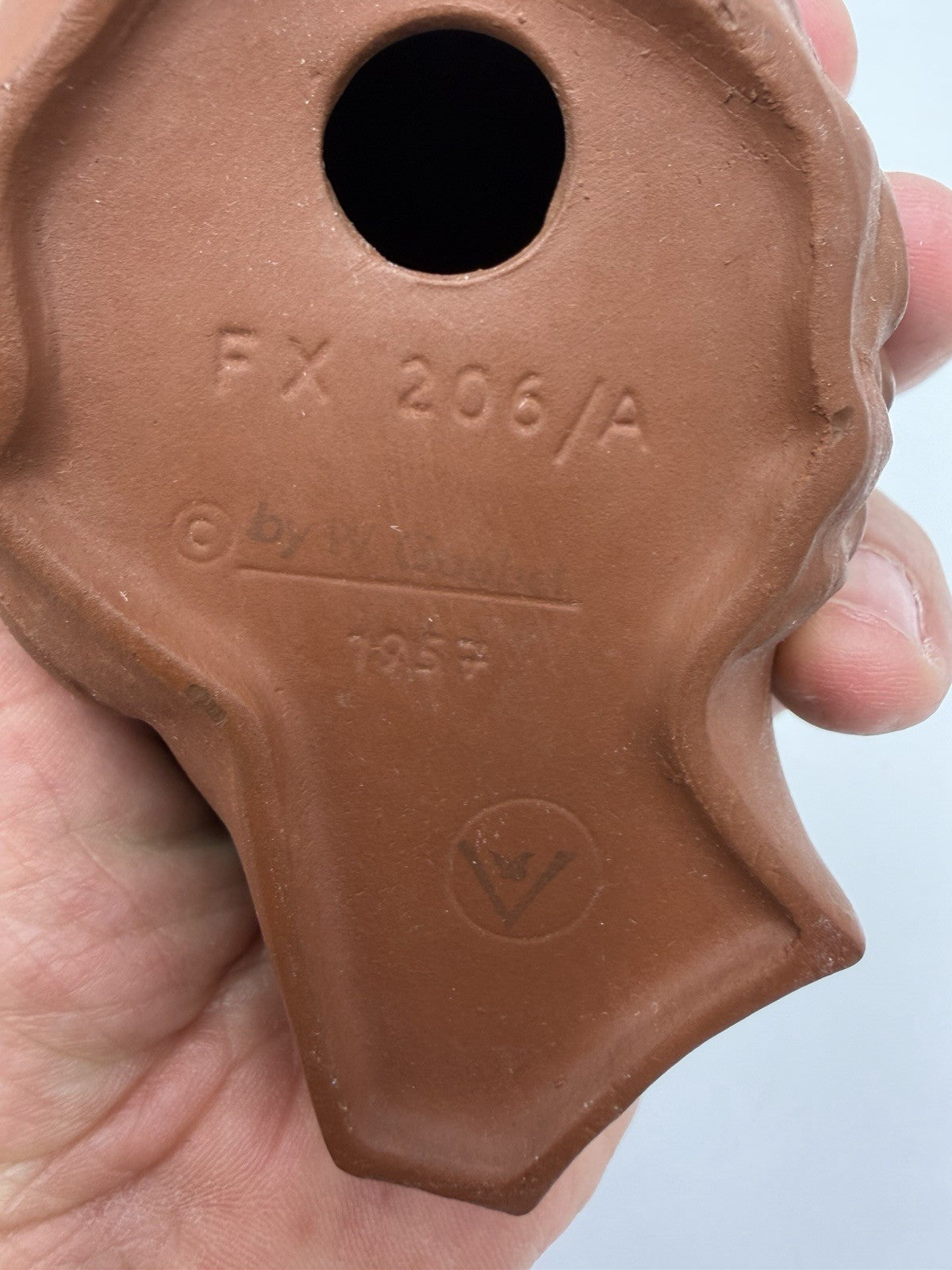 Antique 1957 Goebel Germany FX 206 /A Terracota Boy Face Wall Figurine Rare