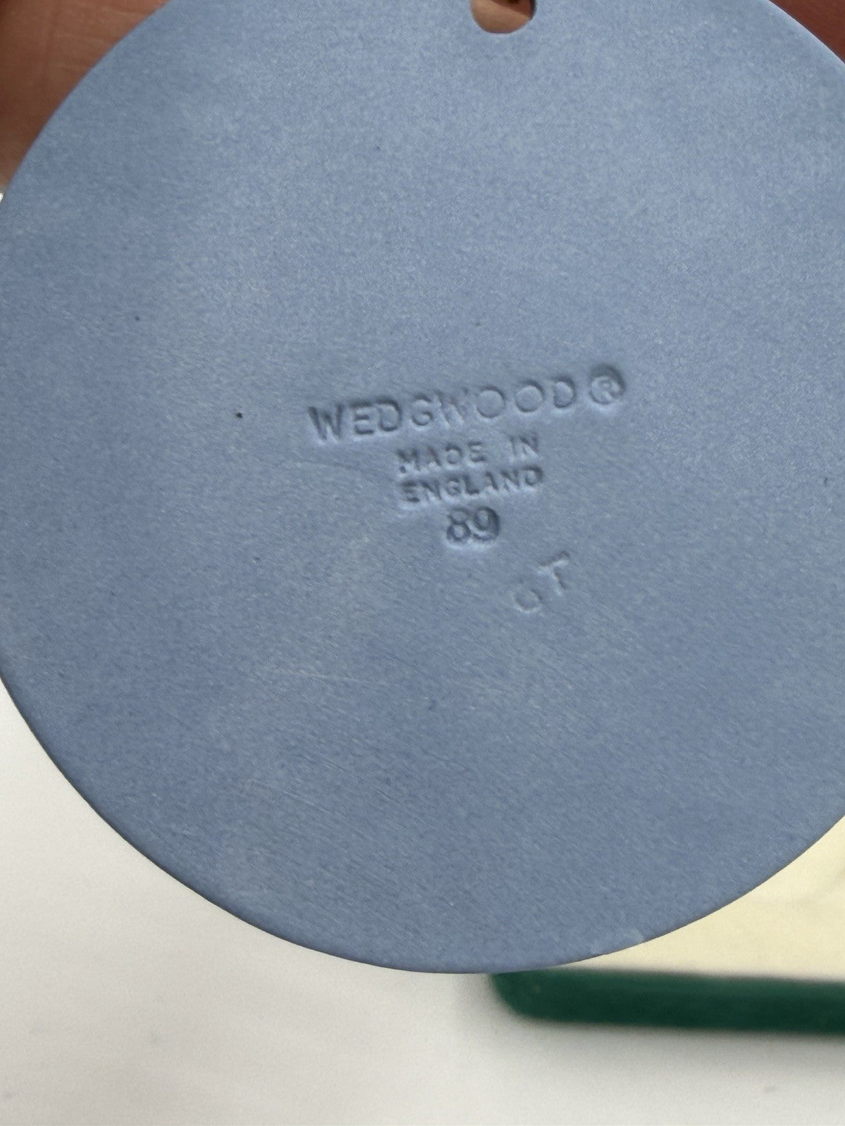 Wedgwood Jasperware  Blue White Angel Christmas Ornament Round England