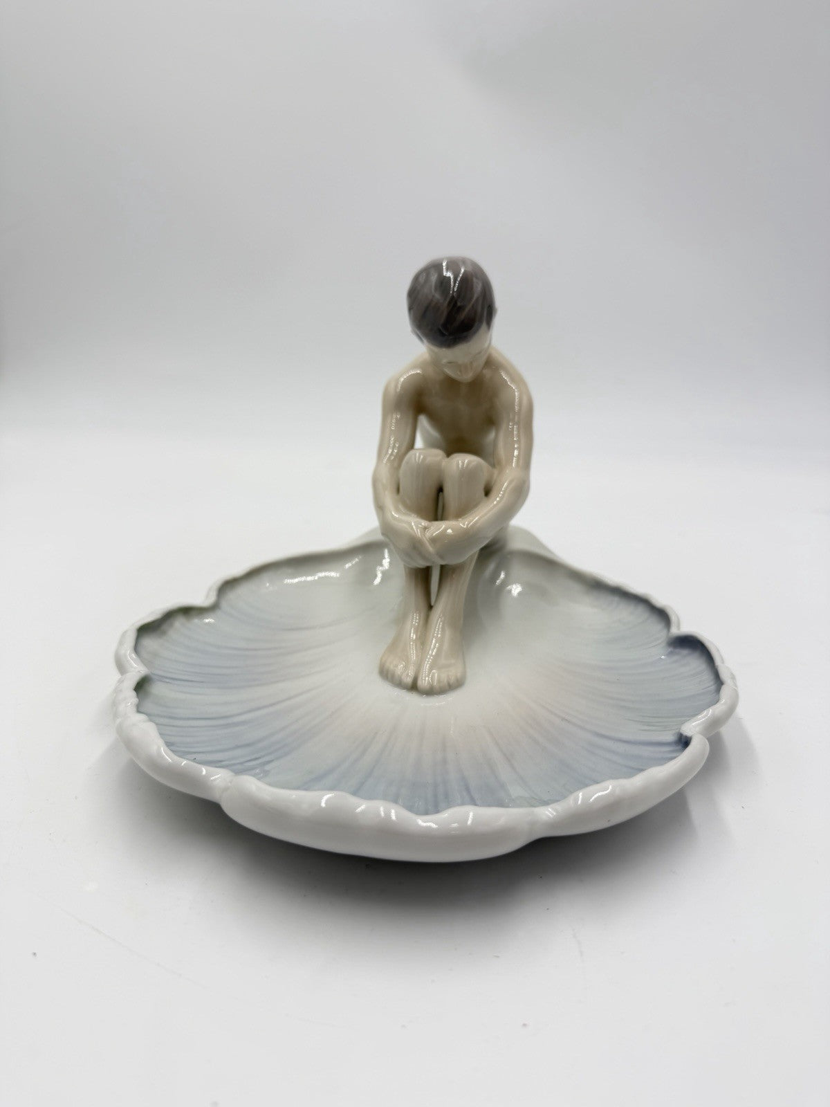 Vintage Bing & Grondahl Lily Pad Dish Art Nouveau Meditation of Nude Boy # 1660