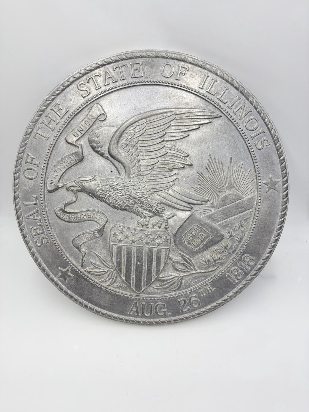 Large wall metal seal of the state of Illinois Aug. 26th 1818 Universal Pattern