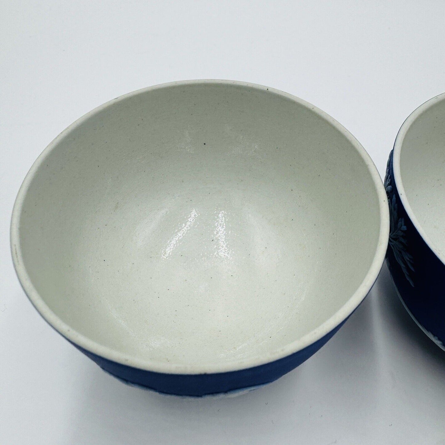 Wedgwood Jasperware Dipped Dark Blue 2" X 3.4" Footed Bowls 4 Pieces c.1930 Set