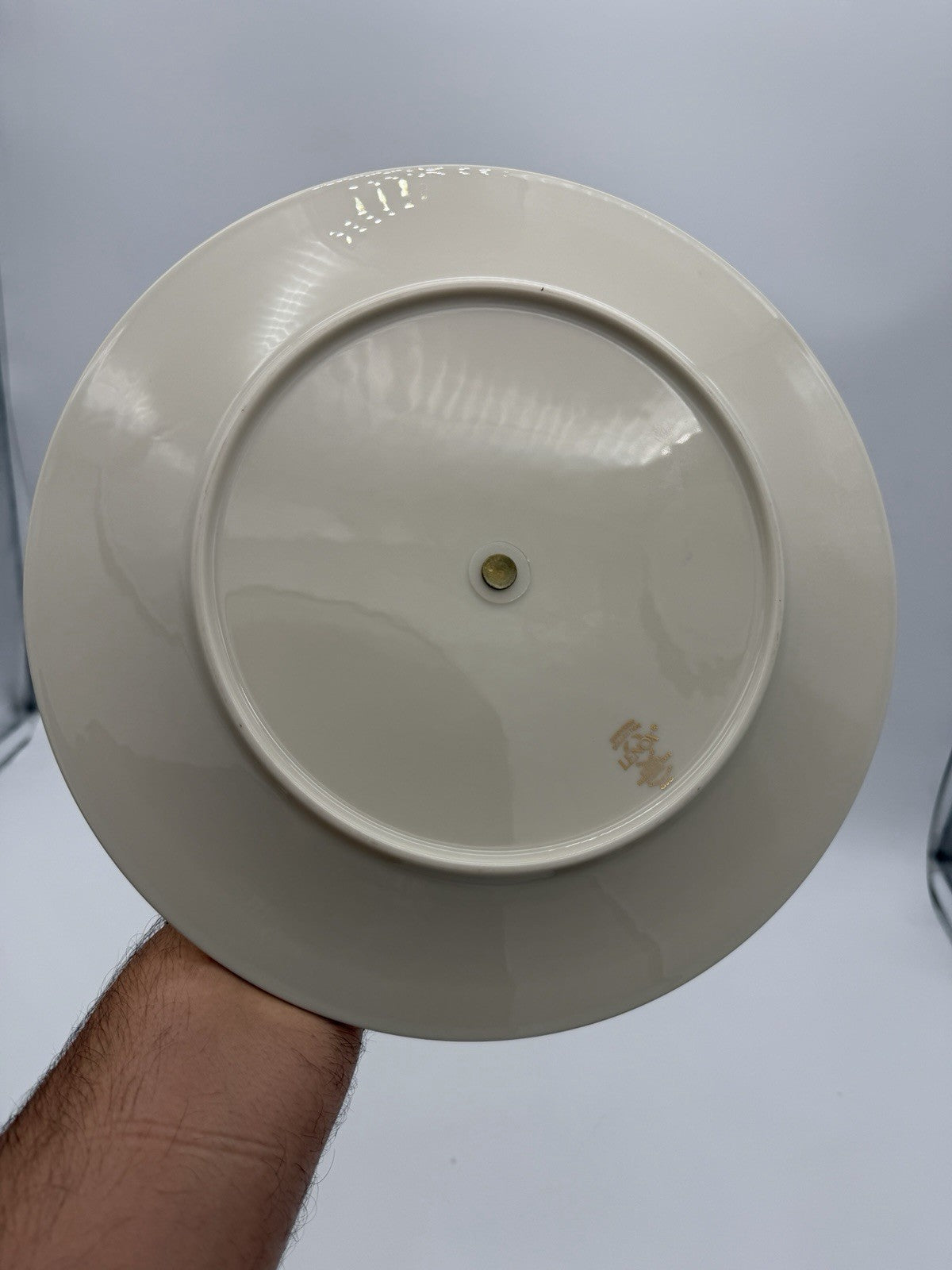 Lenox USA Porcelain  Eternal Gold 2 Tier Tidbit Appetizer Stand Gold rim 10”&8”