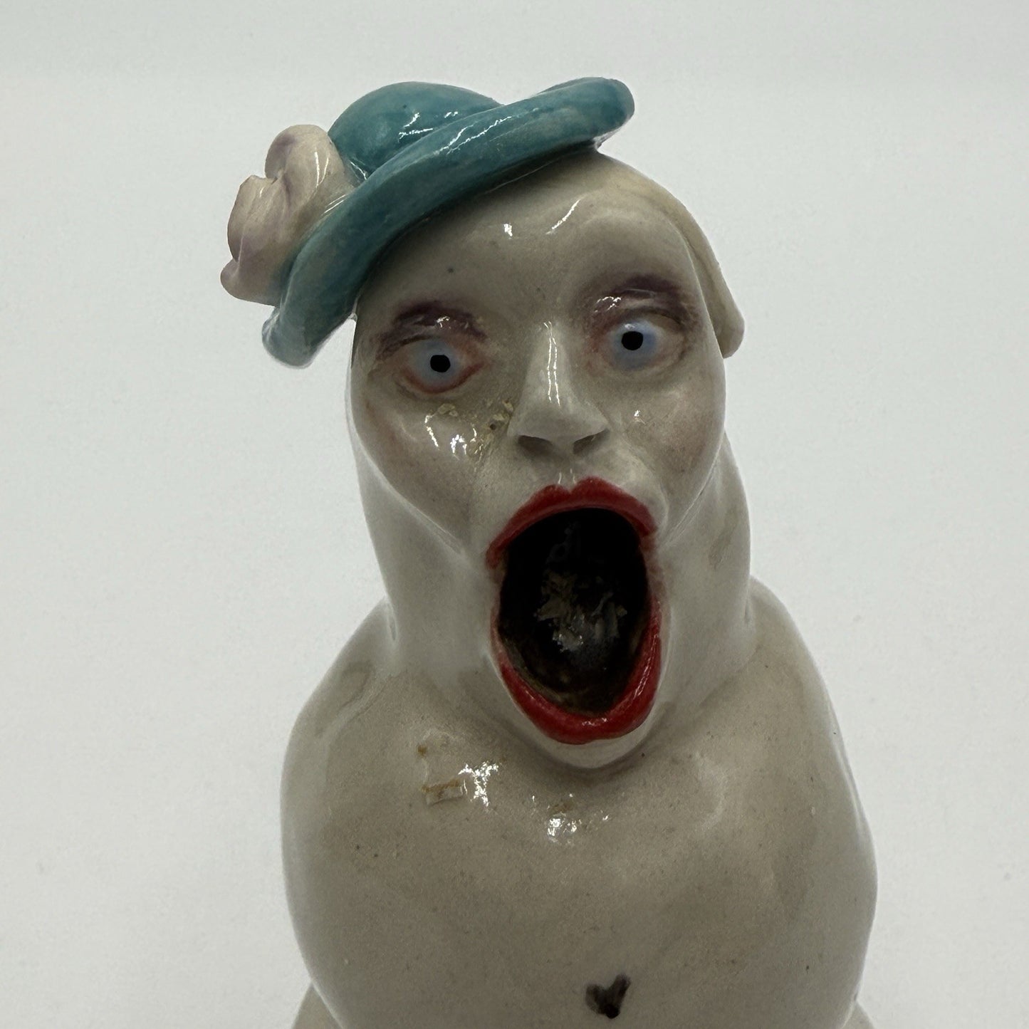 Rare Signed Studio Art Pottery Snowwoman Figurine B Clower 4.5in