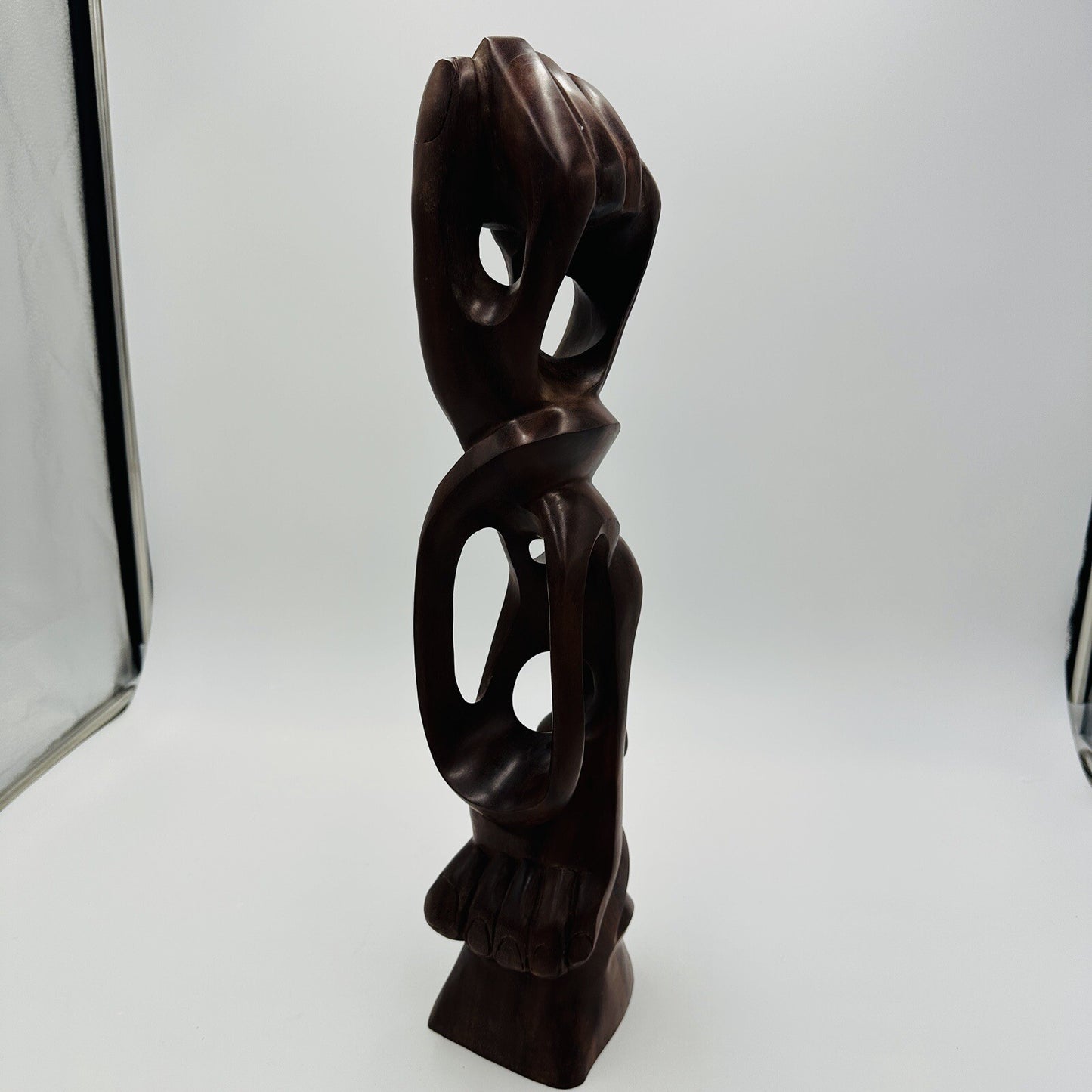 Mid Century Carved Wood Sculpture Hand Foot Face Modernism Large 19in Folk Art