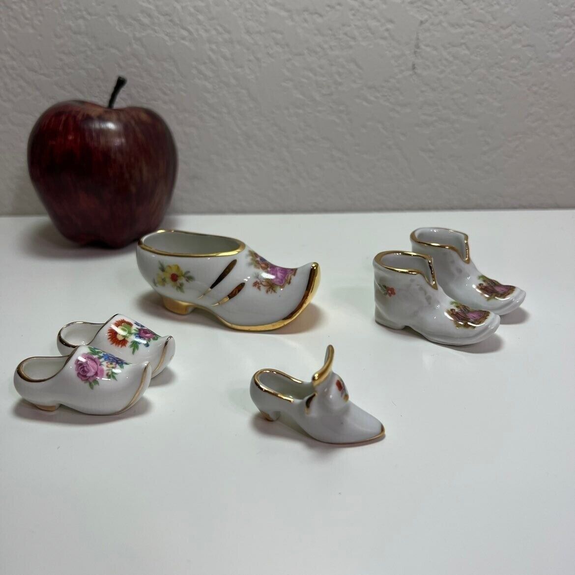 Limoges Dutch Shoes Miniature France Porcelain Lot of 6 Victorian Hand Painted