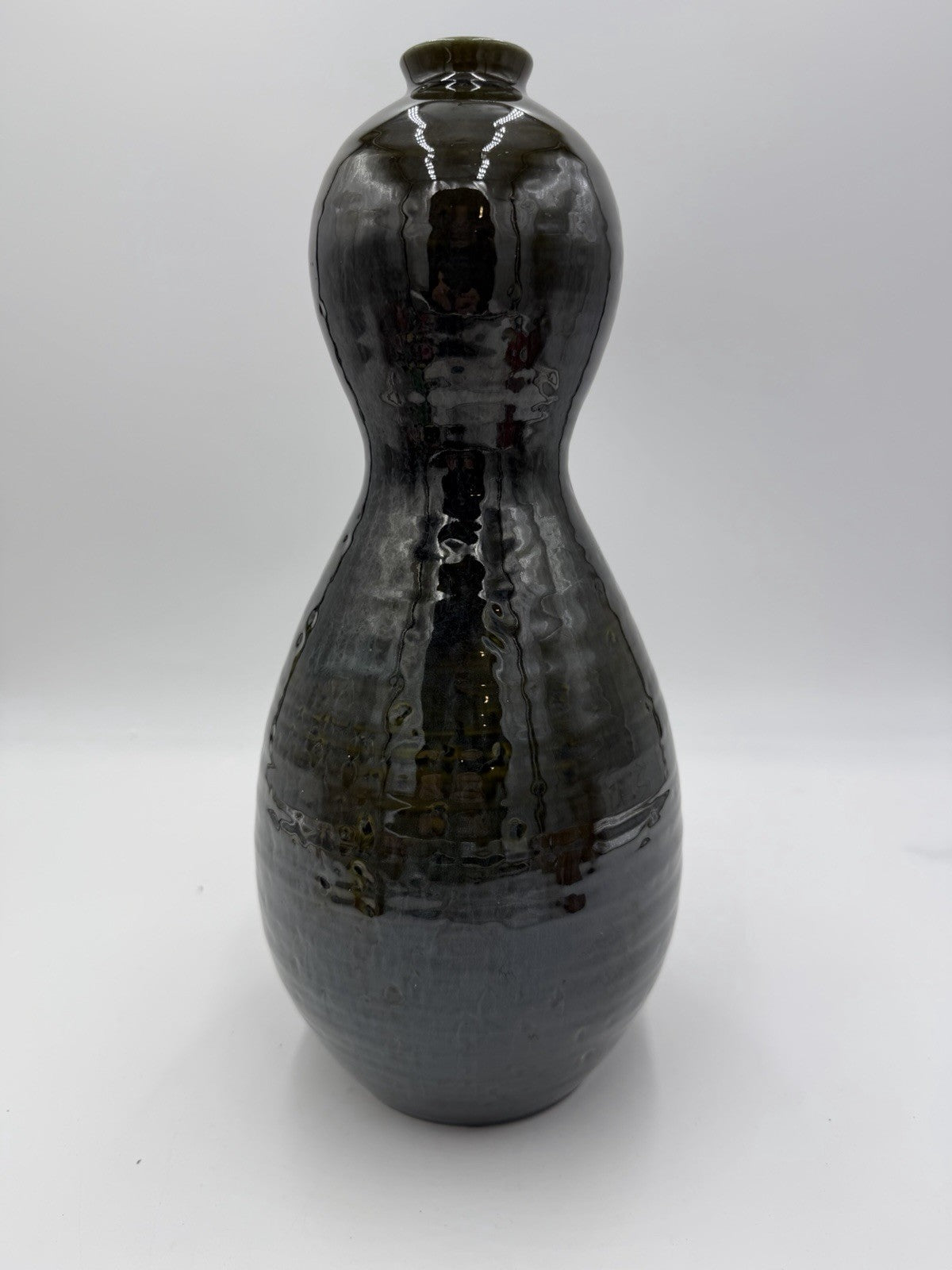 Large MCM Hyalyn RC-7 Gourd Vase 14" 1966 Ikebana Planter Green Olive