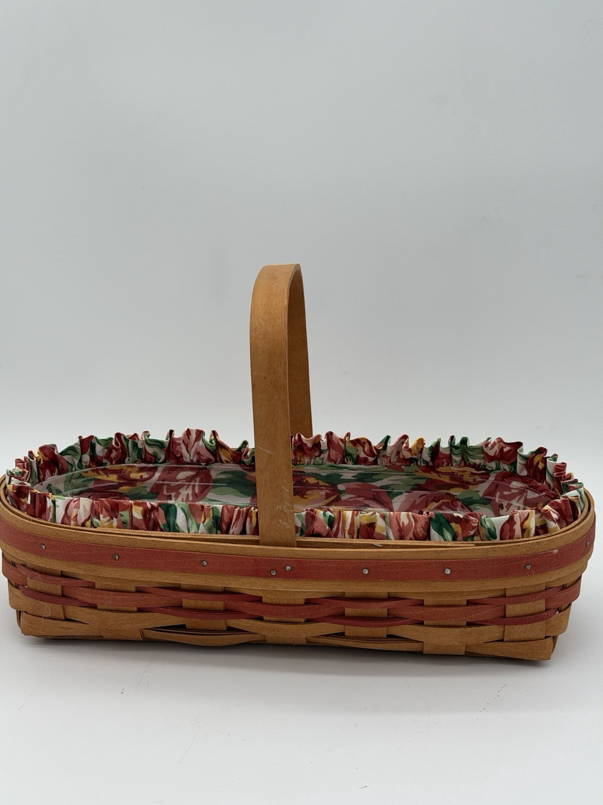 Longaberger 1995 May Series Red Tulip Basket Liner /Protector /Tie-On Oval VTG