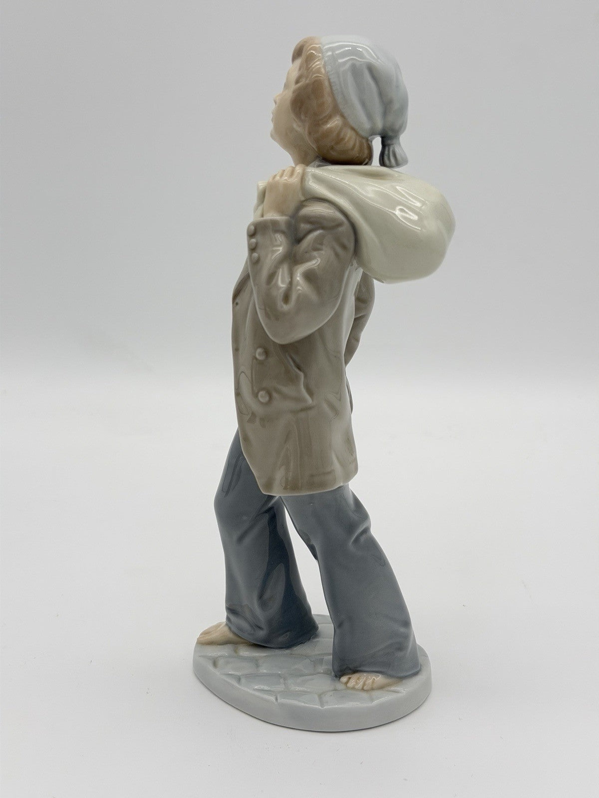 NAO by Lladro  Spain 9" Barefoot Boy With Knapsack Ship Boy Figurine