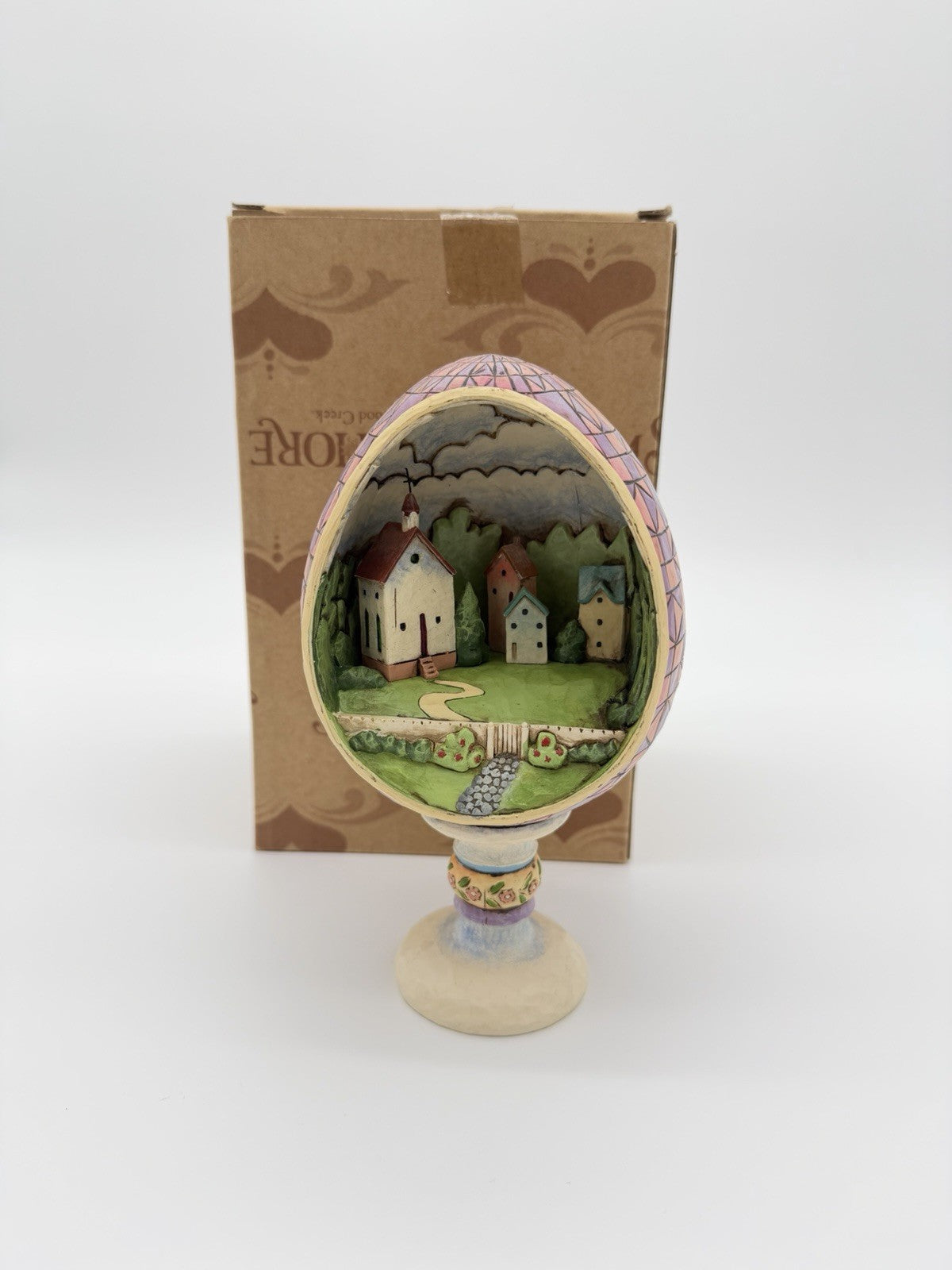 Jim Shore Small Town Big Blessings Egg Diorama Church Figurine 2006 Resin 7” Box