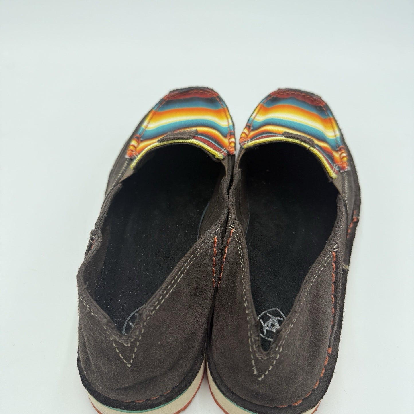 Ariat Cruiser Womens Suede Chocolate Fudge Serape Print Slip-on Shoes Size 7.5B