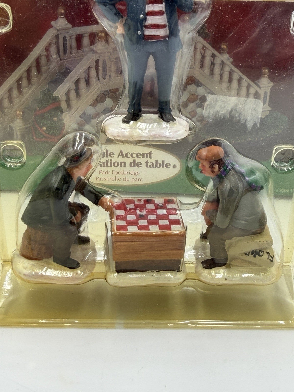 Lemax Christmas Village Table Accent Park Footbridge & Playing Checkers Set