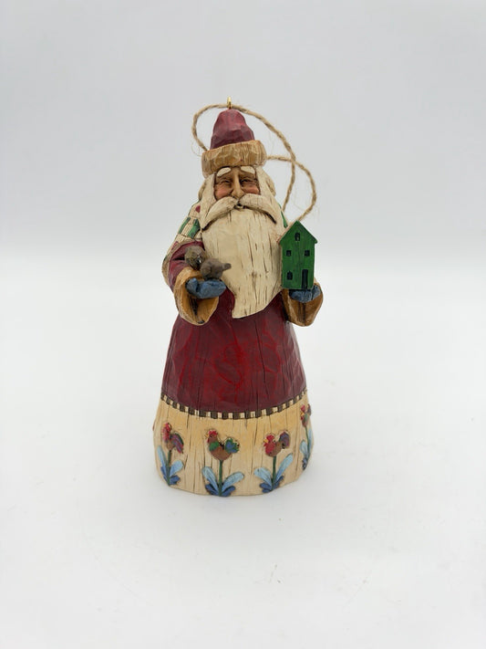 Jim Shore Santa w Birds Birdhouse Christmas Ornament 2002 Vintage Rare 5.5”