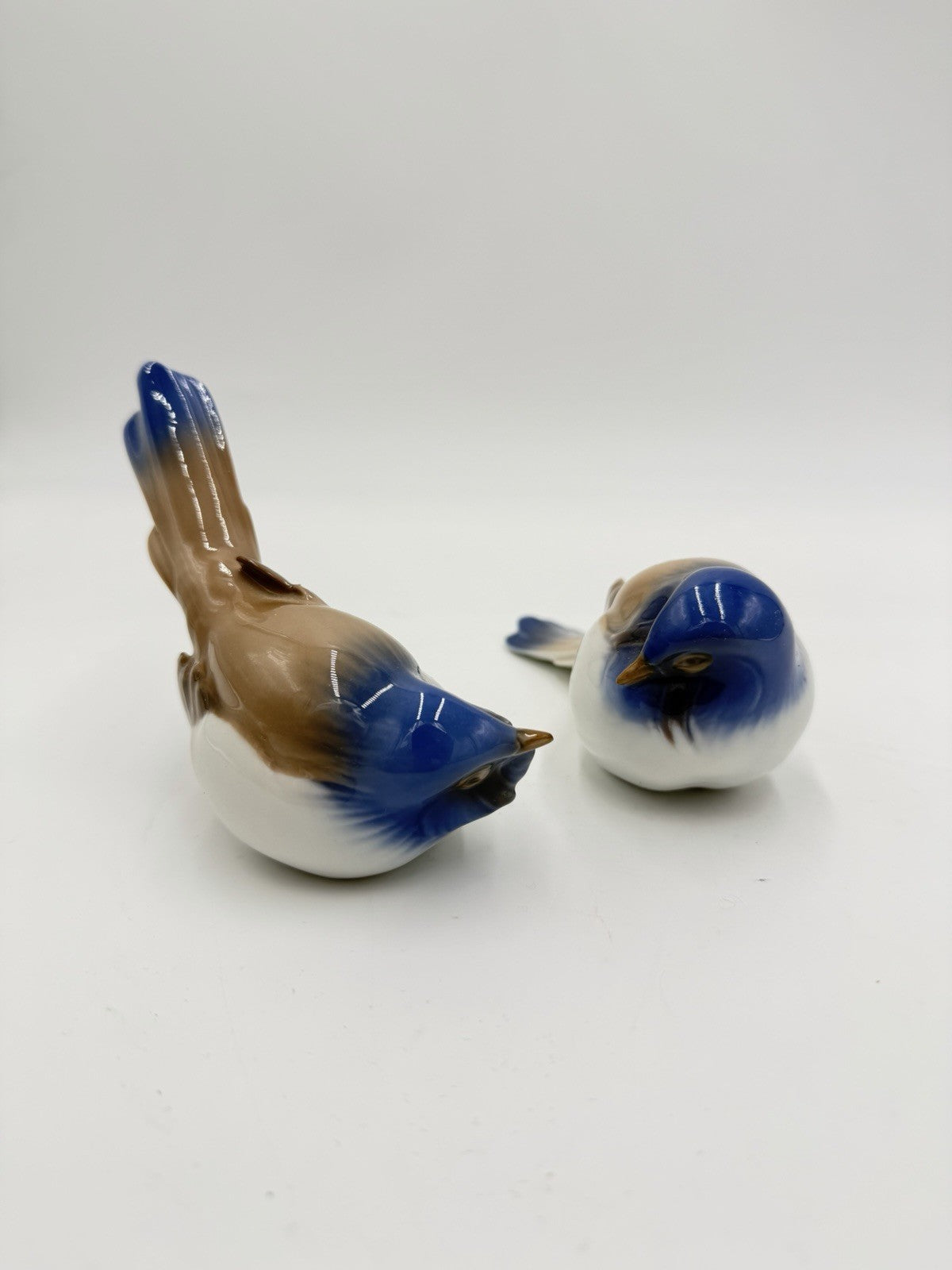 Bing & Grondahl Denmark Porcelain Pessimist & Optimist Titmouse Bird Figurines