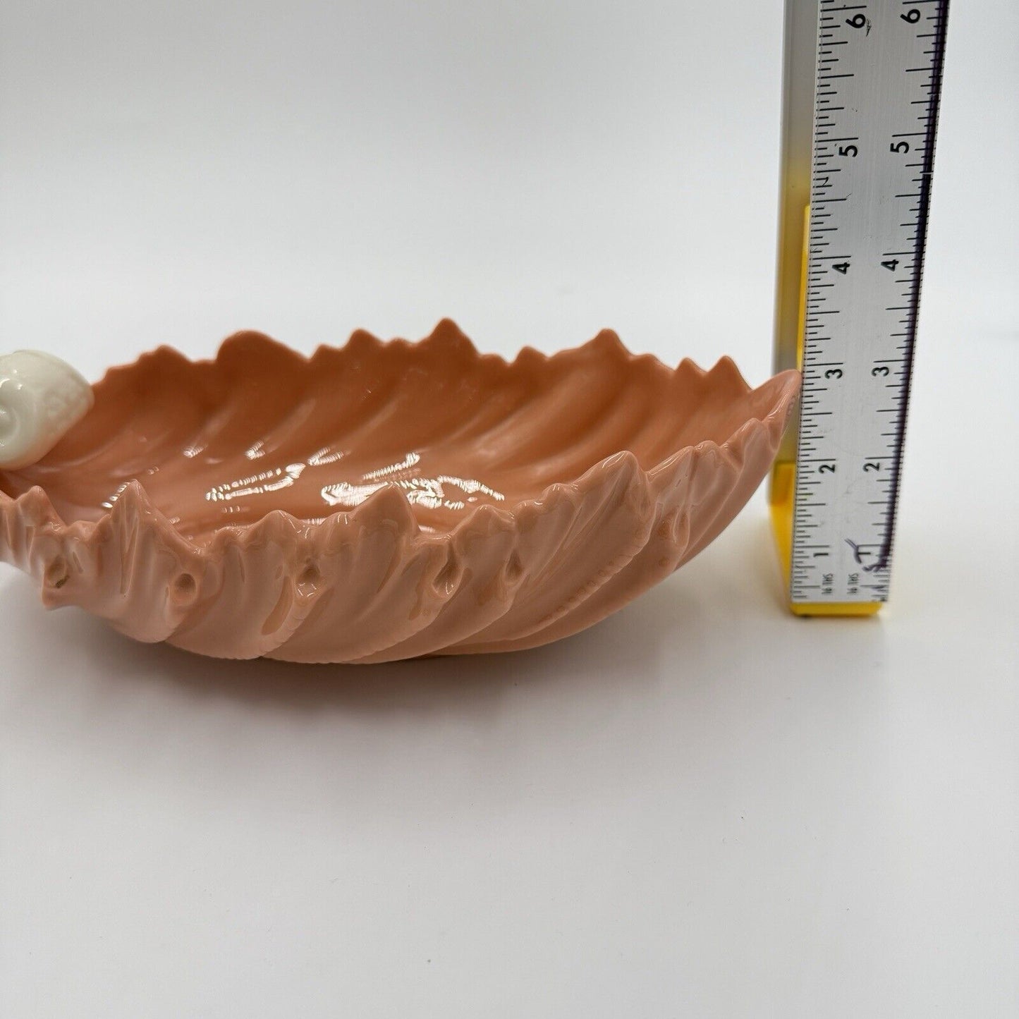 Lenox USA porcelain Acanthus Pattern Salmon Porcelain Scalloped bowl 1950 Rare