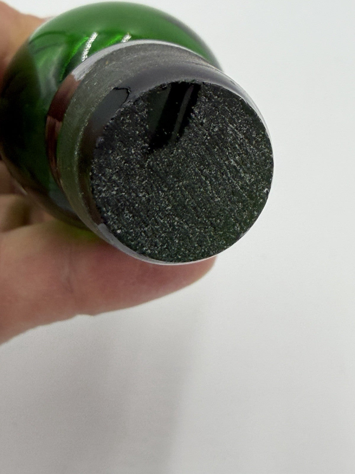 MCM Blenko Crackle Decanter Art Glass Stopper ONLY Green Emerald Hand Blown 5.5”