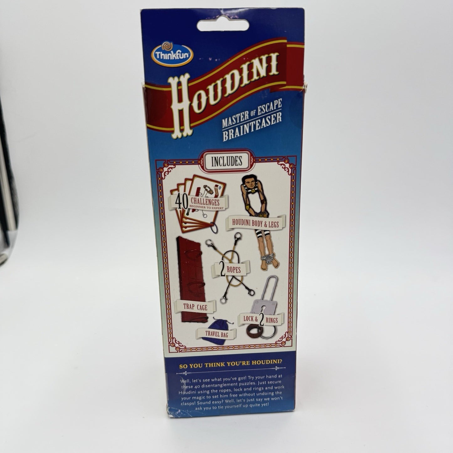 Vintage HOUDINI MAGIC Trick Thinkfun Brainteaser Game Escape Puzzle 2014 NEW