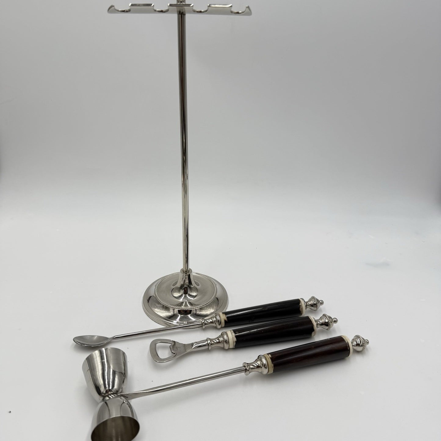 POTTERY BARN  FRENCH Country Chic Faux Bone Handle Bar Tool Set 4 PCs Stainless