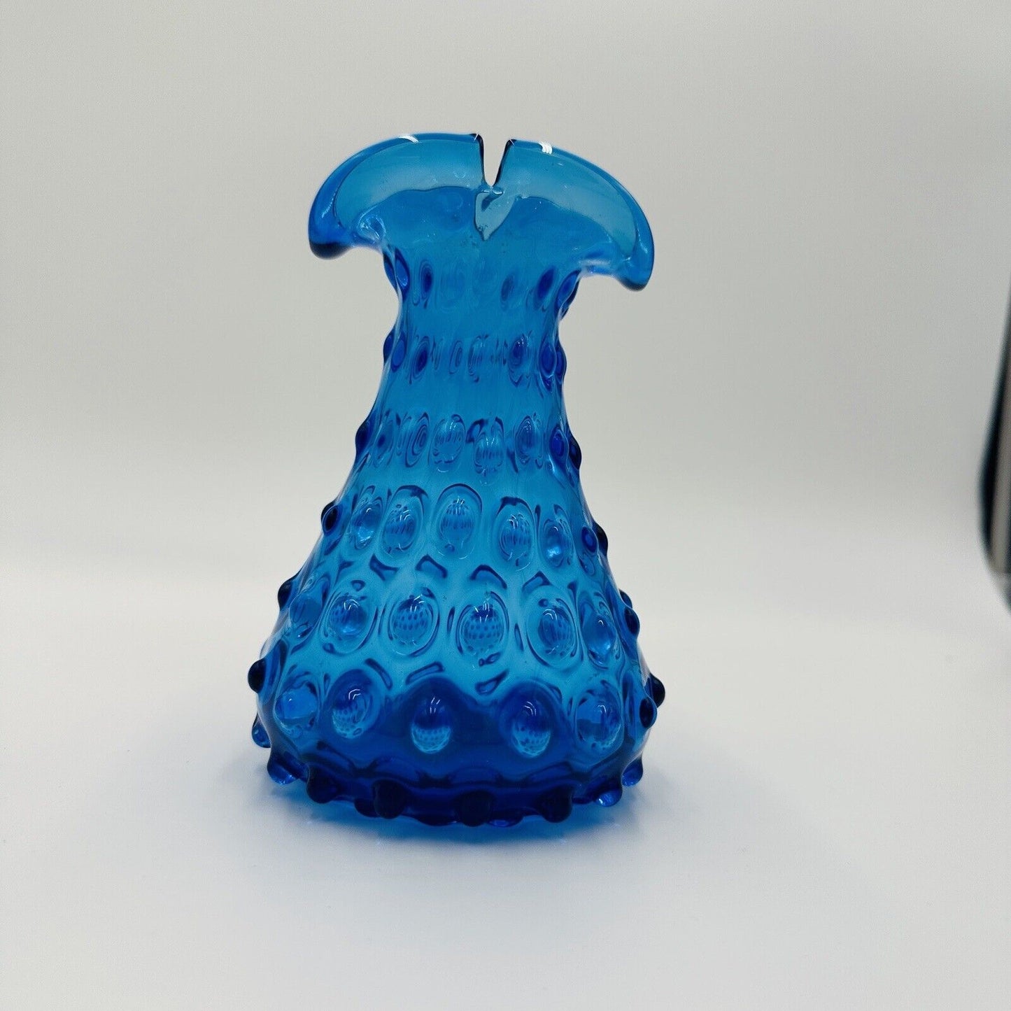 Toscany Zena Vase Empoli Spikey Hobnail Split Rim Blue Vintage Rare