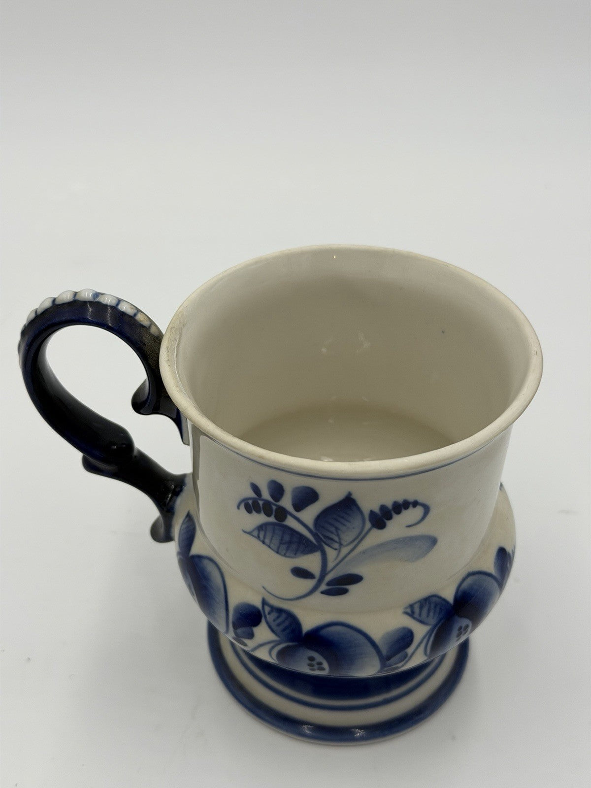 Gzhel Porcelain Russia Duggar Bowl White/blue Floral Pattern W/lid Vintage