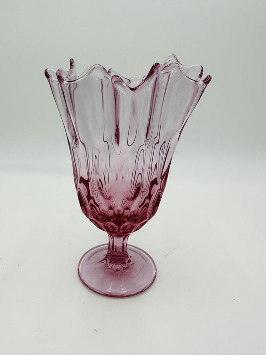 Fenton Vase Lily’s Of The Valley Art Glass Colonial Purplish Pink Standing Decor