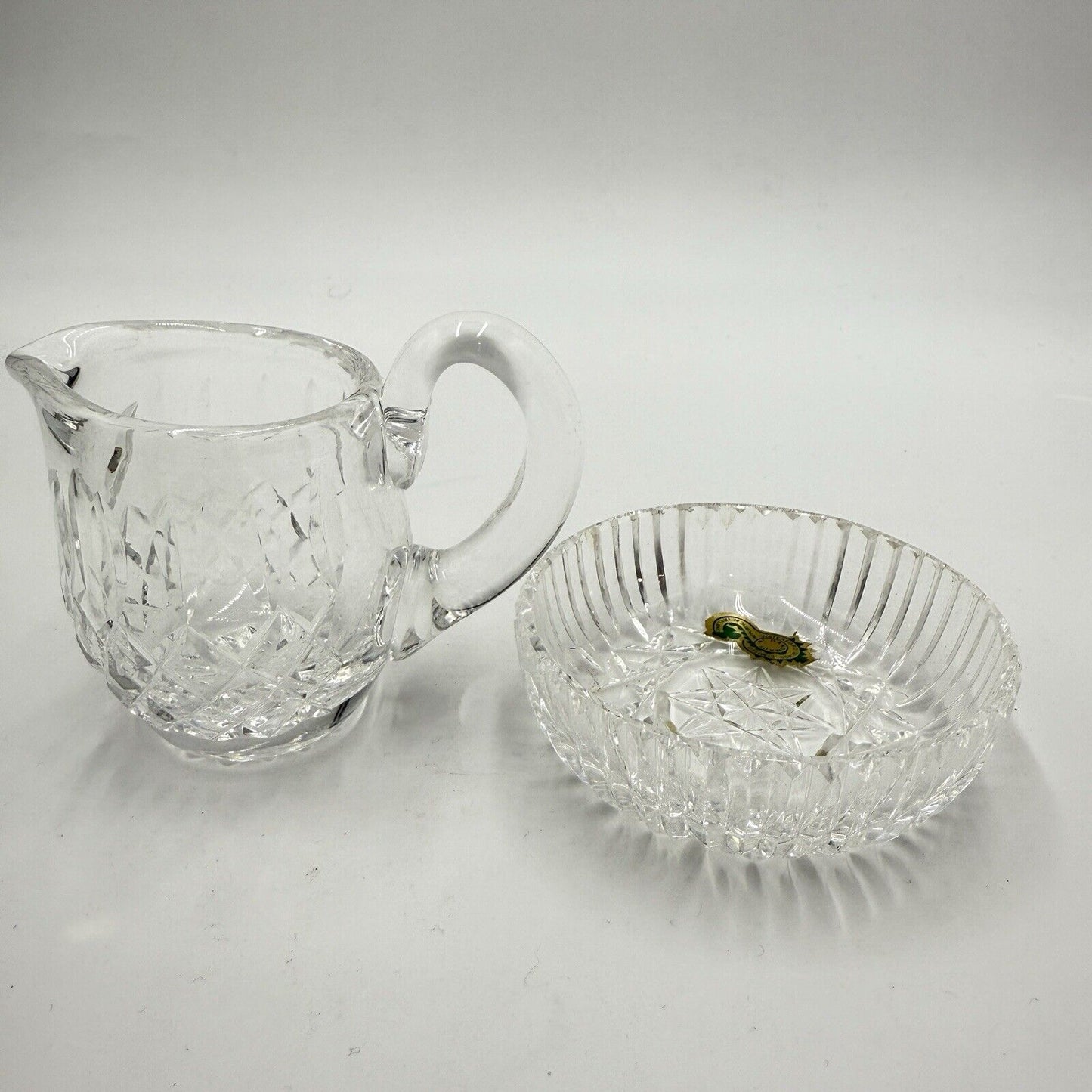 Waterford Crystal Ireland Mini Pitcher and Tray Dish 2 Pieces Vintage