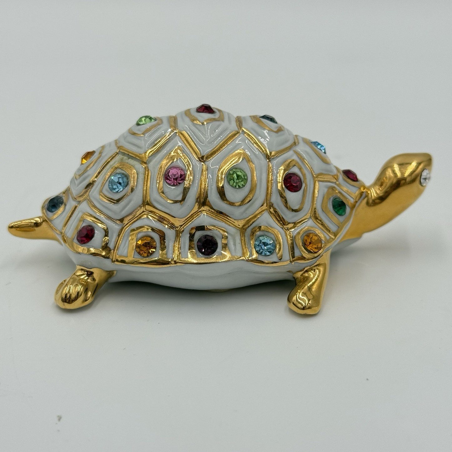 Capodimonte Italy  Turtle Figurine w/ Swarovski Crystals Polaris Porcupine 2”x 4