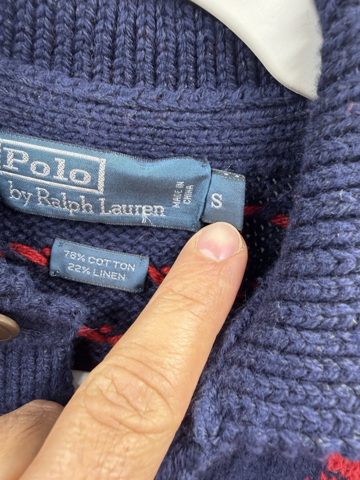 vintage Polo Ralph Lauren Moose Pattern Christmas Sweater sz S Blue Red