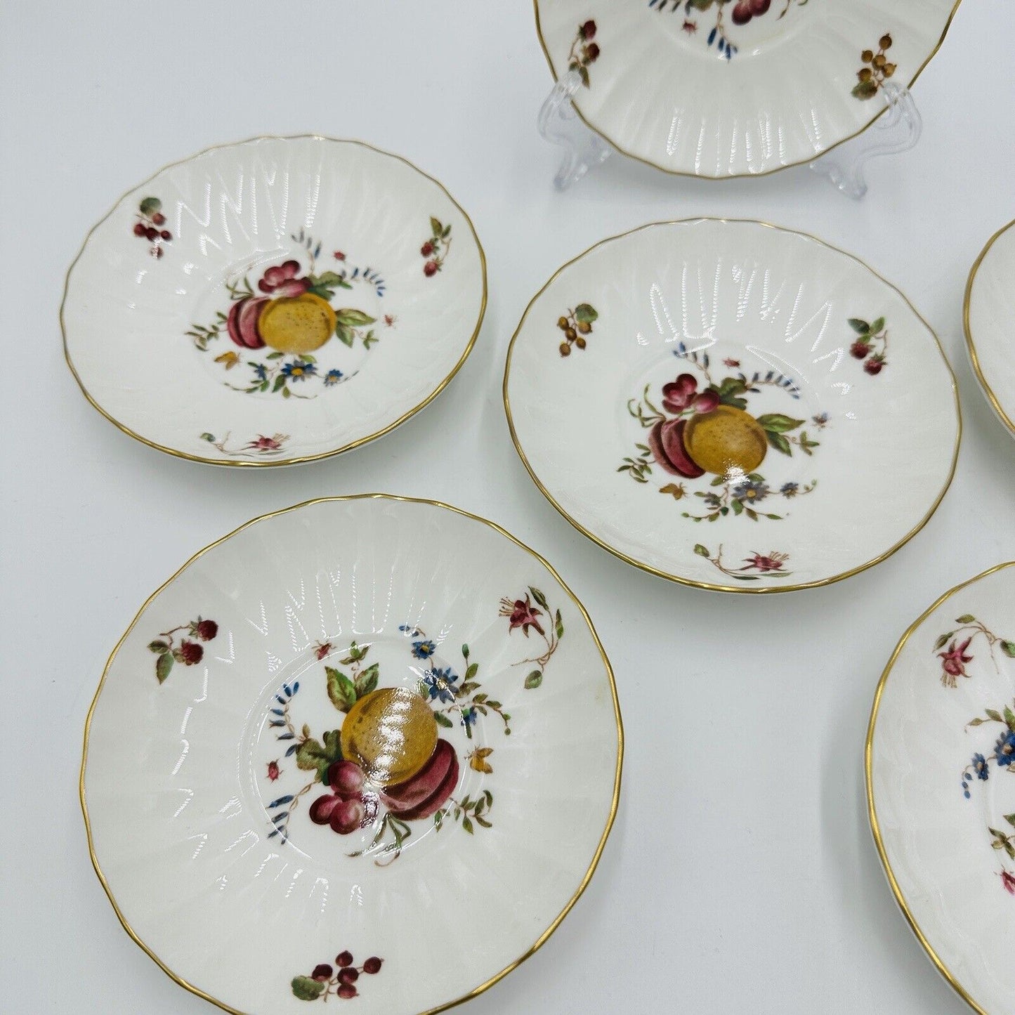 Royal Worcester Delecta Saucer Porcelain Z2819 Set Circa 1800 Lot 6 Piece Plates