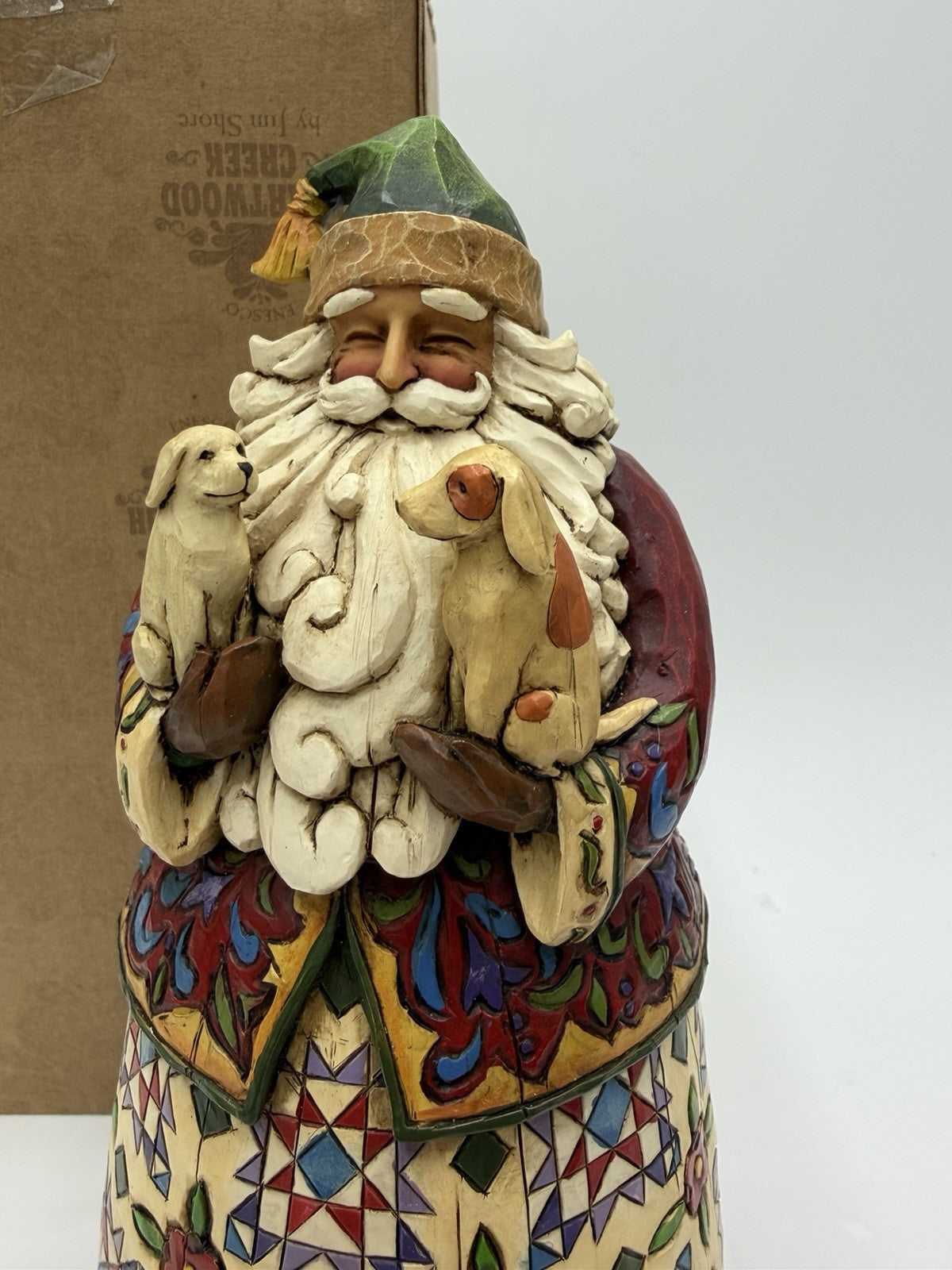 Jim Shore Santa Best Friend Dog & Cat Christmas Santa Figurine 10”H