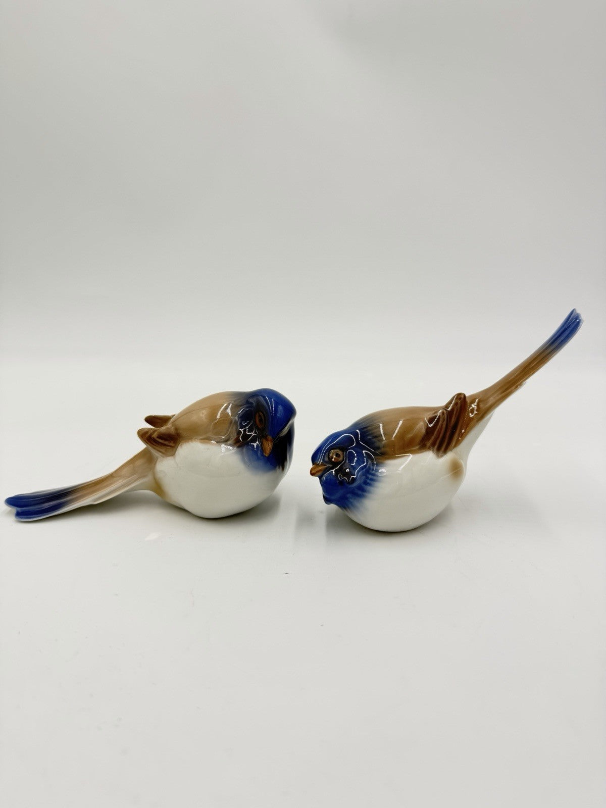 Bing & Grondahl Denmark Porcelain Pessimist & Optimist Titmouse Bird Figurines