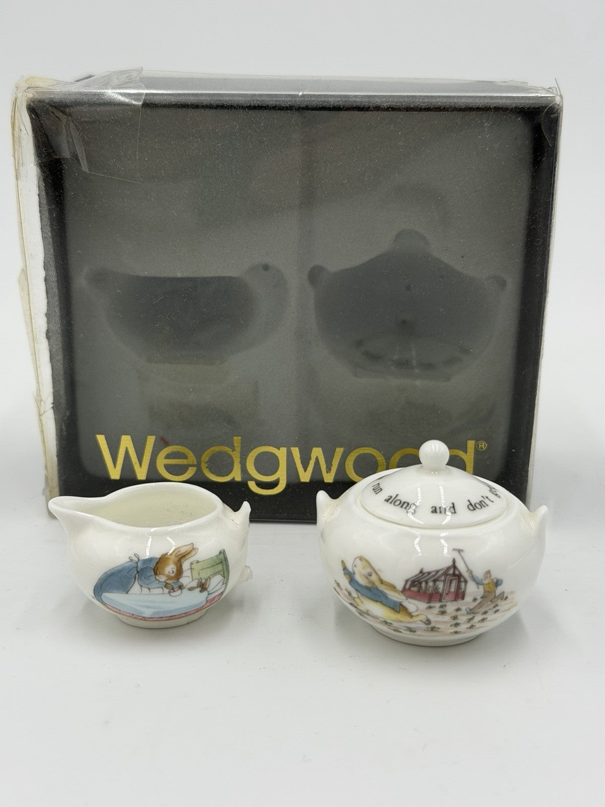 Wedgwood Porcelain Peter Rabbit Beatrix Potter Mini Creamer & Sugar Dollhouse