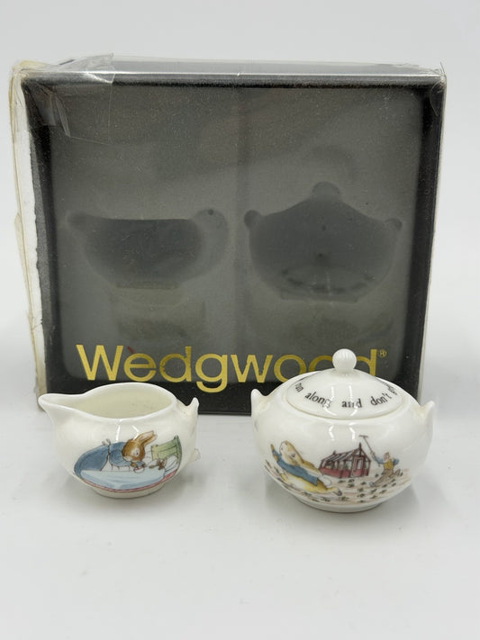 Wedgwood Porcelain Peter Rabbit Beatrix Potter Mini Creamer & Sugar Dollhouse